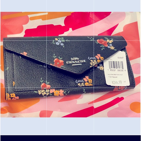 Brand new coach wallet. Never used. Black with wild print - Picture 1 of 10